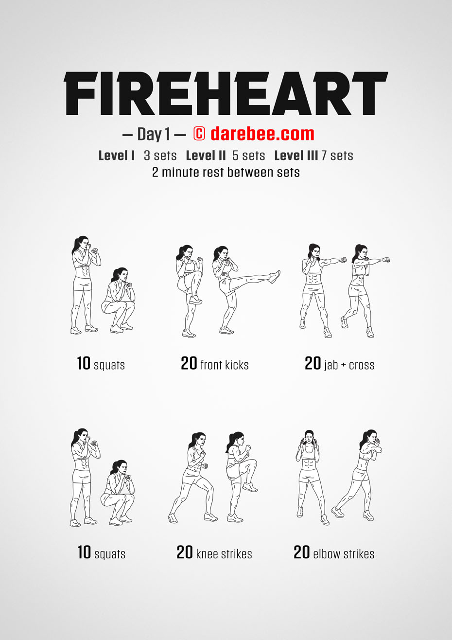 Fireheart - No-Equipment Fitness Program by DAREBEE