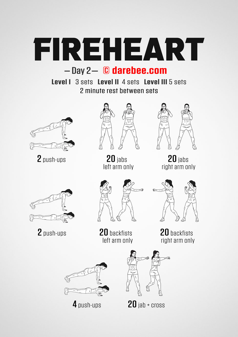 Fireheart - No-Equipment Fitness Program by DAREBEE