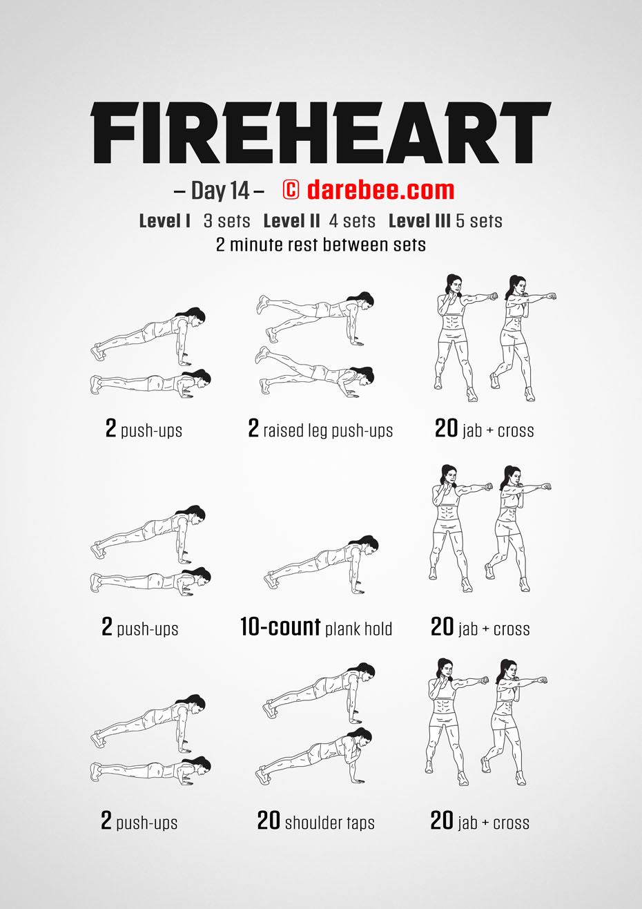 Fireheart - No-Equipment Fitness Program by DAREBEE