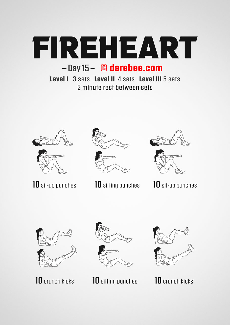 Fireheart - No-Equipment Fitness Program by DAREBEE