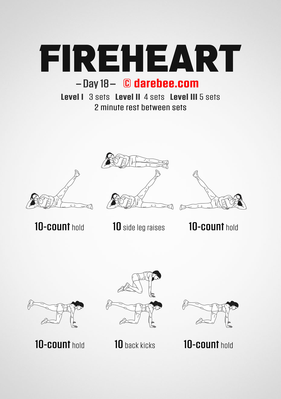 Fireheart - No-Equipment Fitness Program by DAREBEE