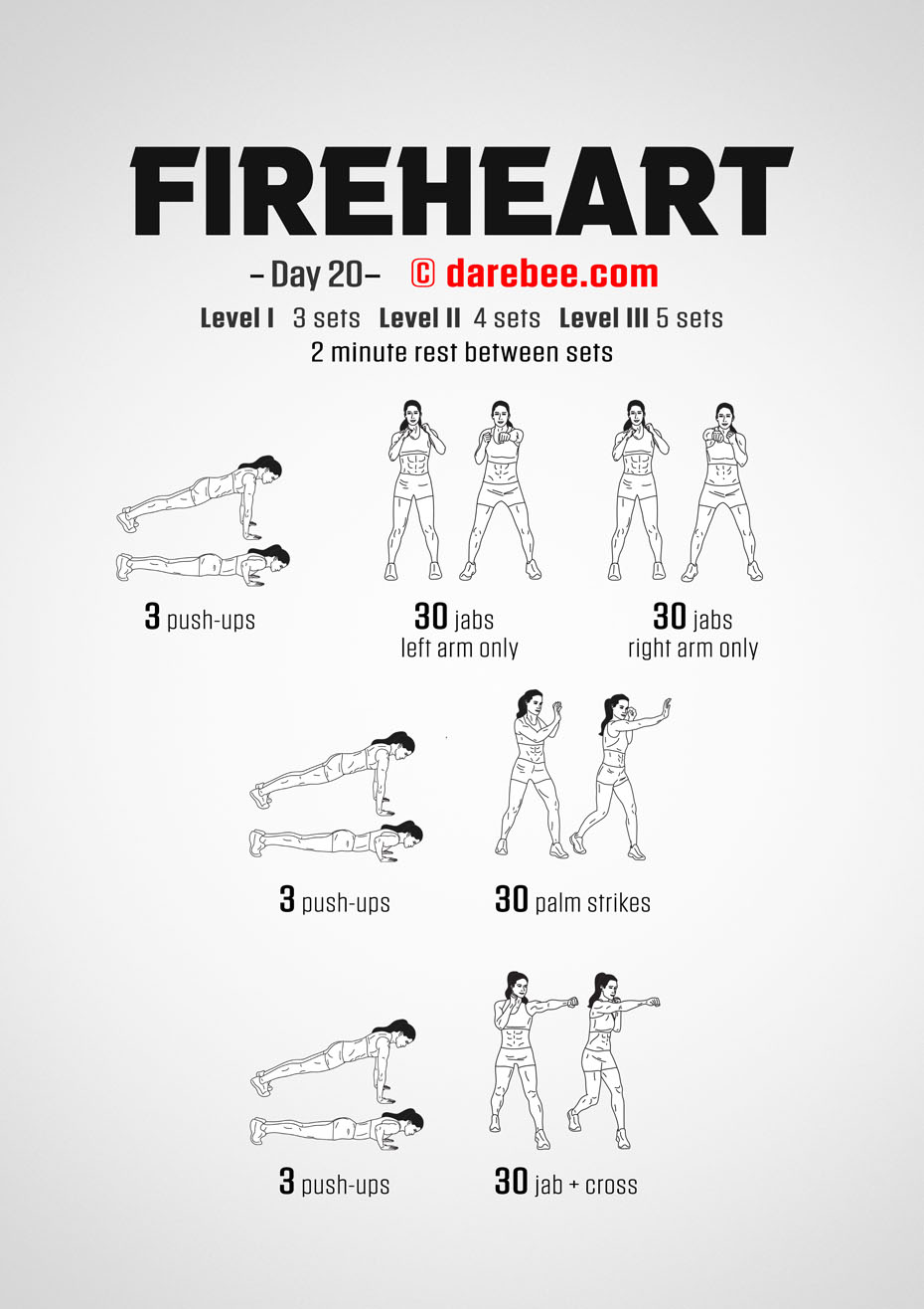 Fireheart - No-Equipment Fitness Program by DAREBEE