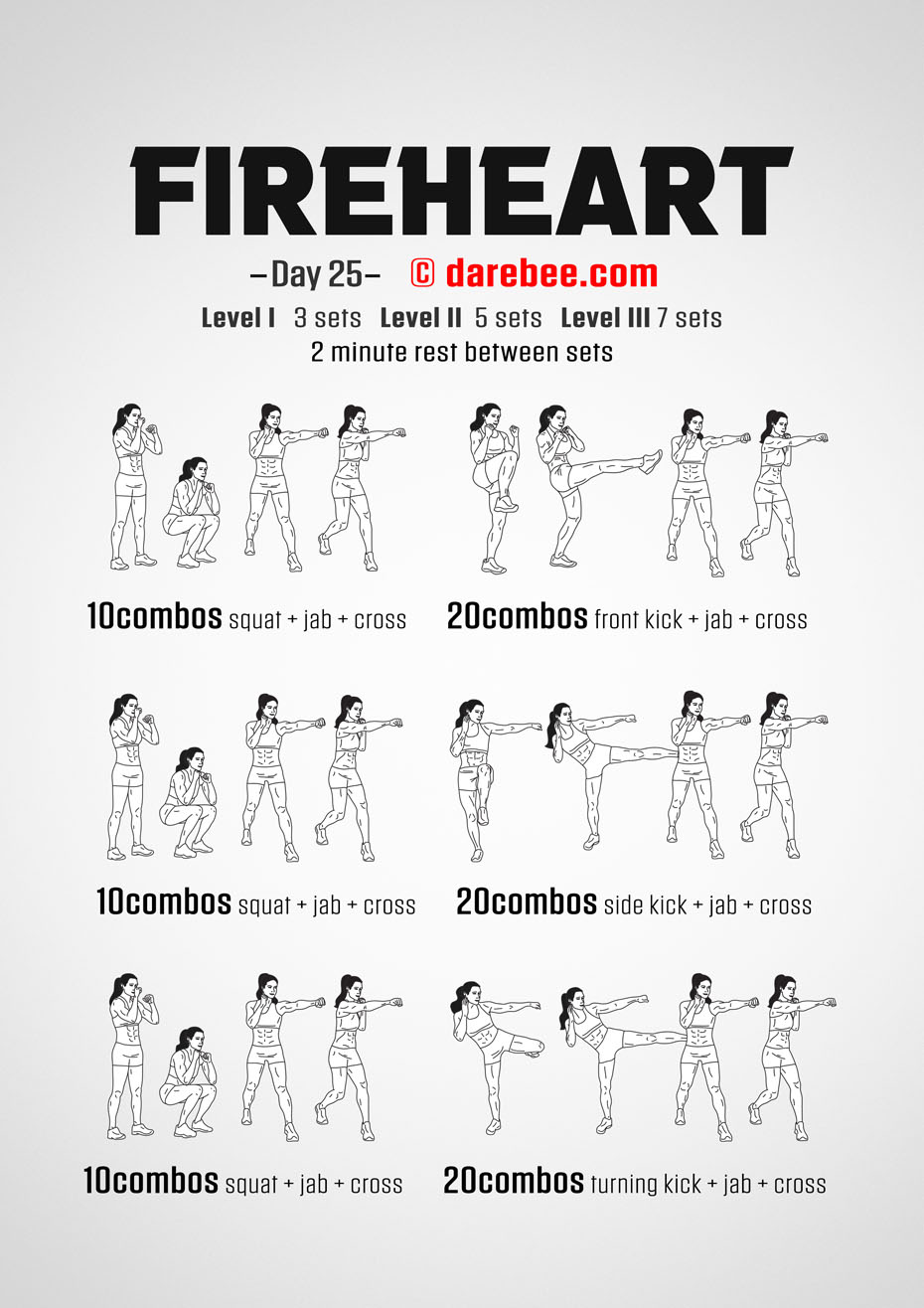 Fireheart - No-Equipment Fitness Program by DAREBEE