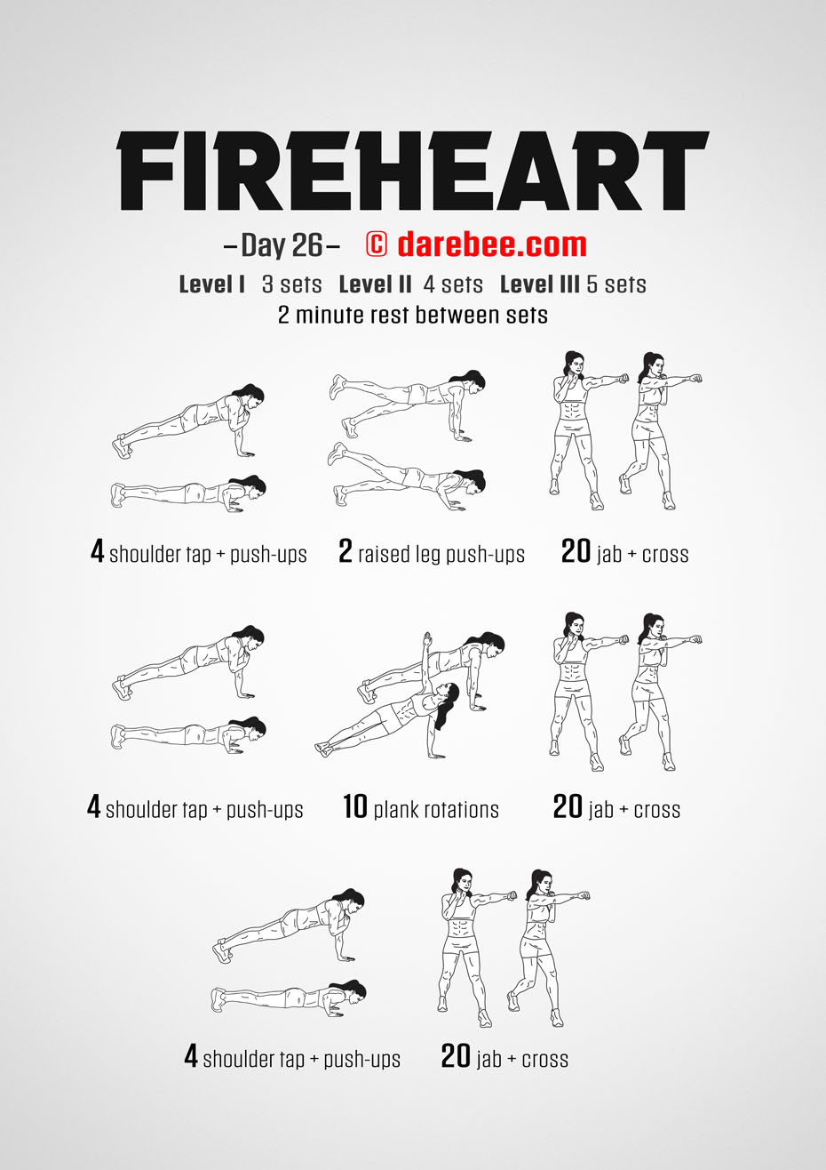 Fireheart - No-Equipment Fitness Program by DAREBEE