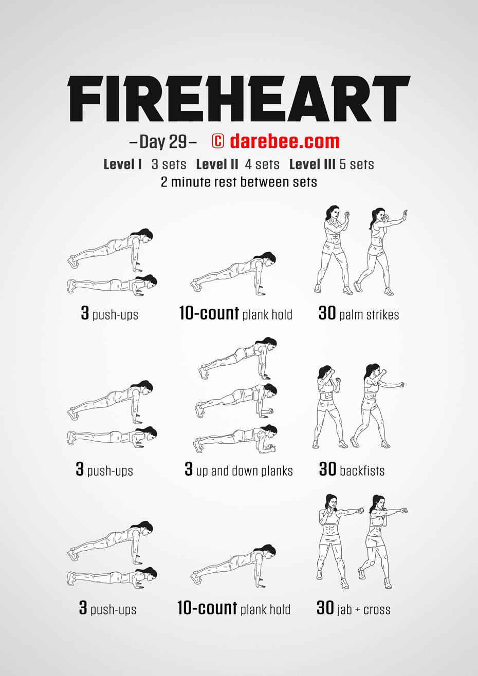 Fireheart - No-Equipment Fitness Program by DAREBEE