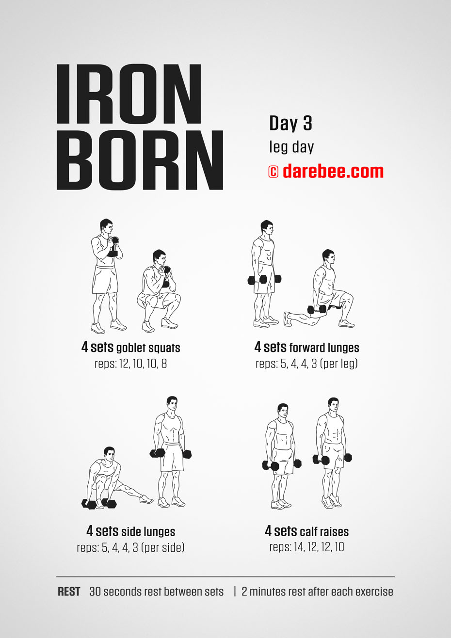 IRONBORN - 30 Day Muscle Definition Dumbbell Program by DAREBEE