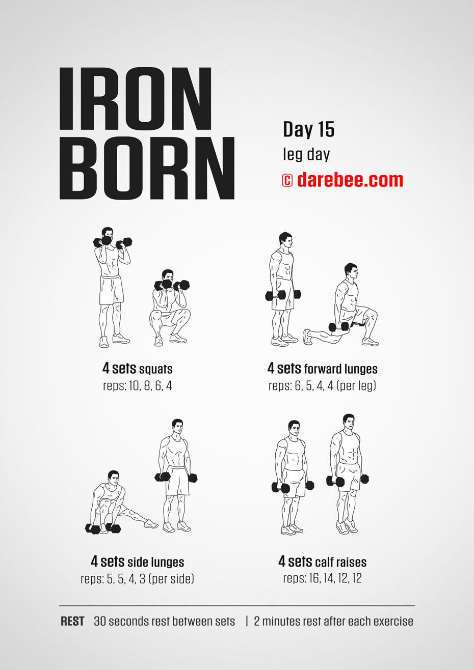 IRONBORN - 30 Day Muscle Definition Dumbbell Program by DAREBEE