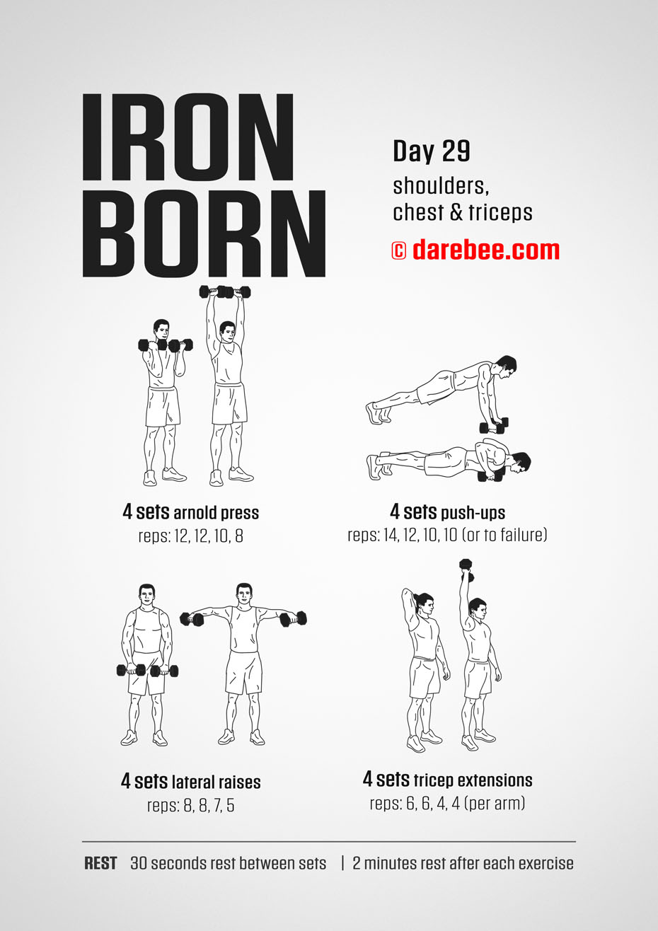 IRONBORN - 30 Day Muscle Definition Dumbbell Program by DAREBEE