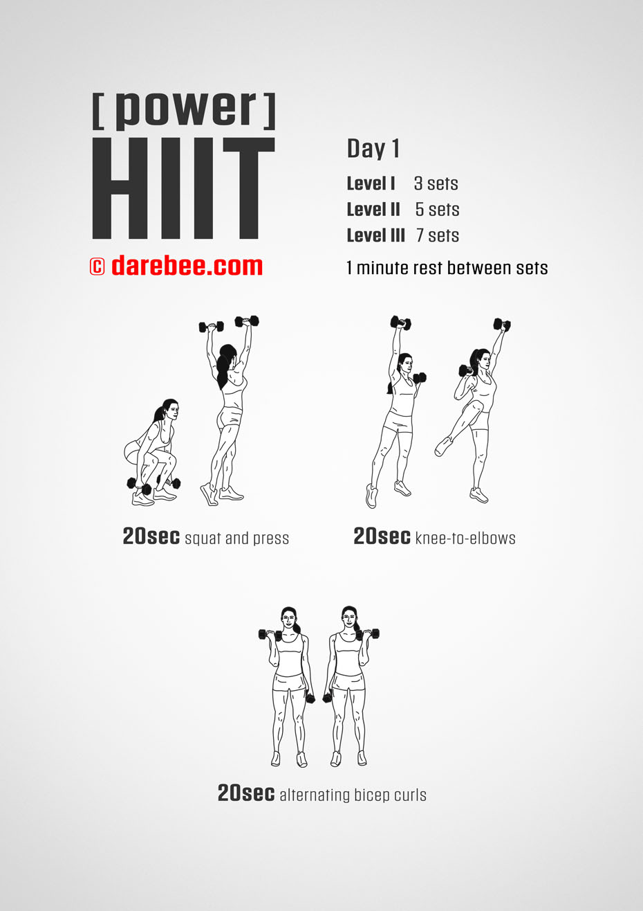 Power HIIT - Dumbbells  Fitness Program by DAREBEE