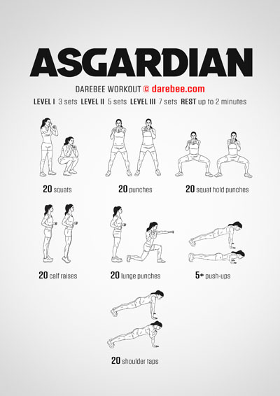 Asgardian is a DAREBEE no-equipment full body strength home fitness workout that helps you become stronger and feel fitter.