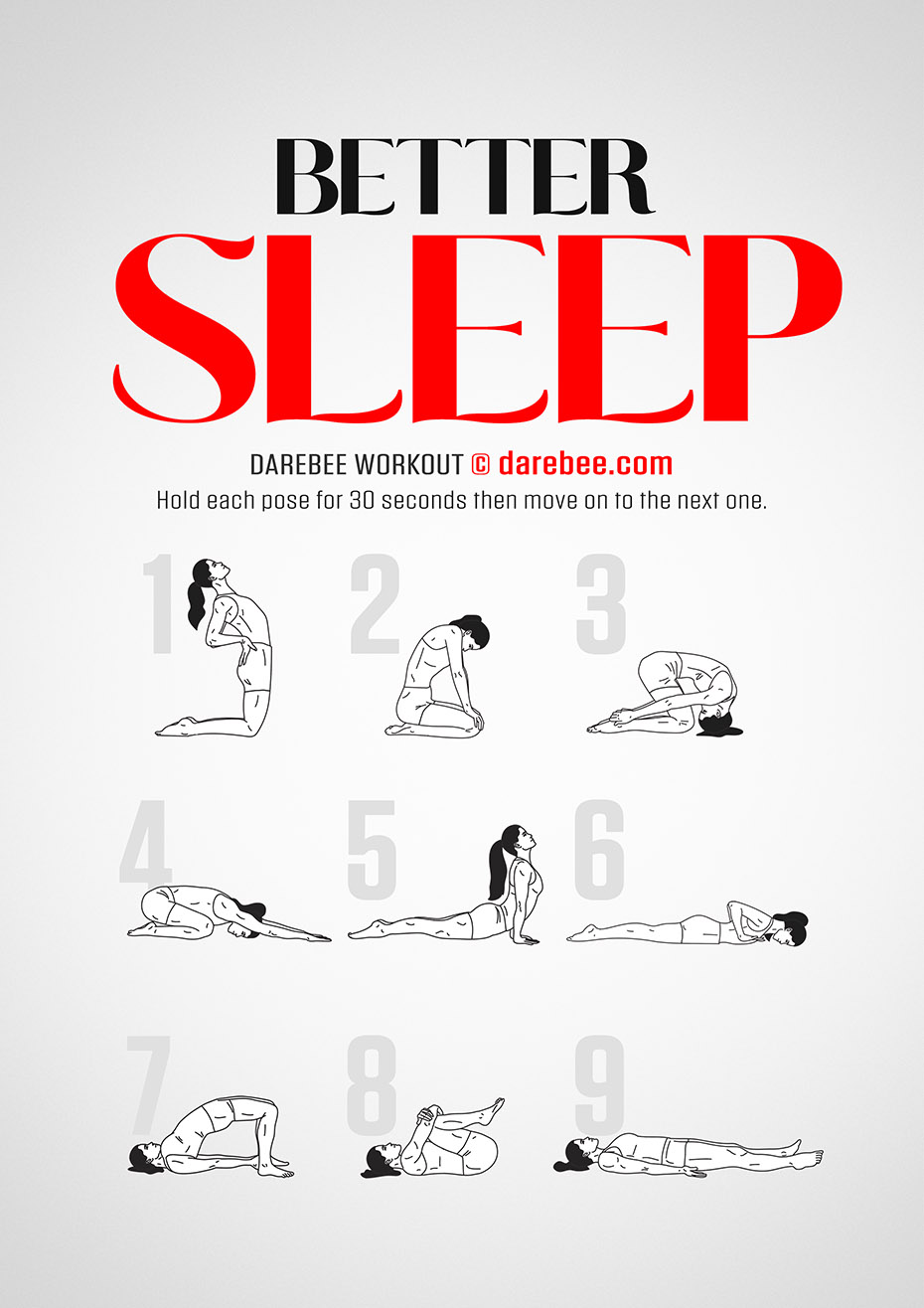 Better Sleep Yoga is a DAREBEE home fitness no-equipment yoga-based home workout that helps you get rid of anxiety and sleep better.