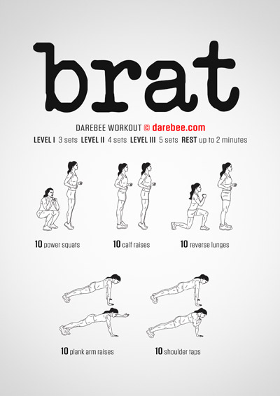 Brat is a DAREBEE no-equipment home fitness total body strength home workout that will make you stronger and fitter.