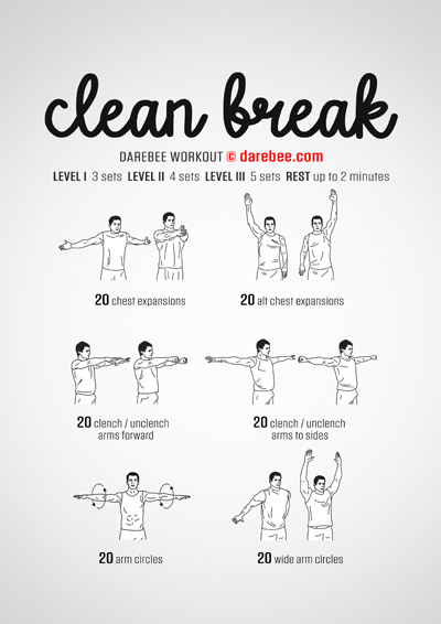 Clean Break is a DAREBEE no-equipment home fitness upper body strength home workout that will keep you feeling strong and healthy.