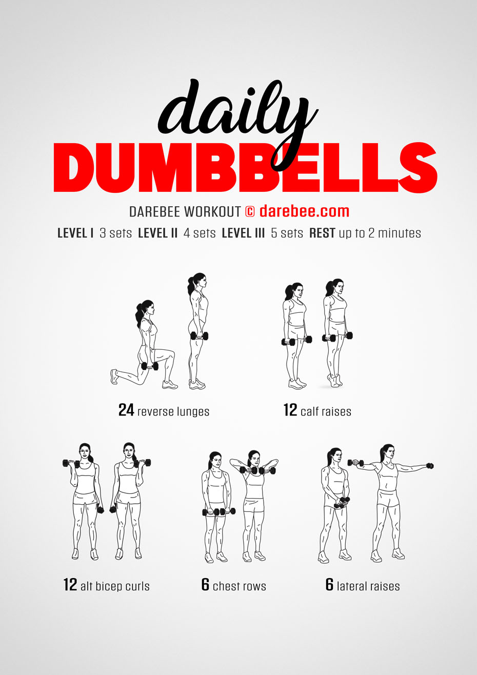 Daily Dummbells is a DAREBEE dumbbells strength workout you can do at home to improve your strength, build muscle tone and make yourself fitter.