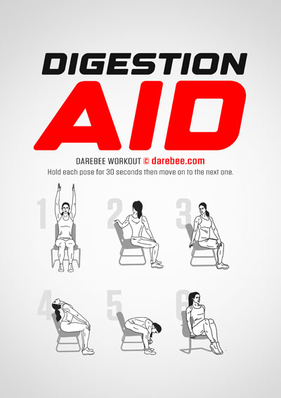 Digestion Aid is a Darebee home fitness, no-equipment workout you can do any time, anywhere, that will help you feel good about your self. 