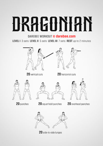 Dragonian is a DAREBEE home fitness, full body strength workout with a strong Role Playing element in it so that you can get fitter, faster.