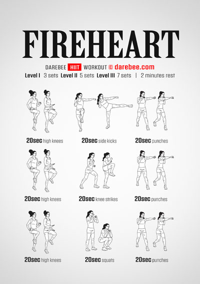 Fireheart free HIIT workout by Darebee