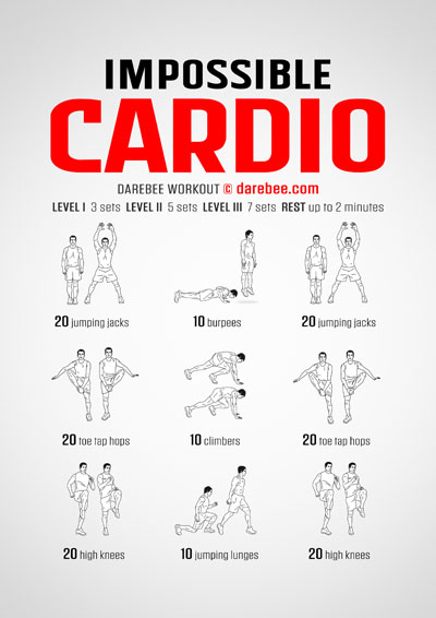 Impossible Cardio is the workout you go to for that special feeling that comes after you've emptied your batteries, depleted your emotional reserves and feel that there is now all good with the universe.