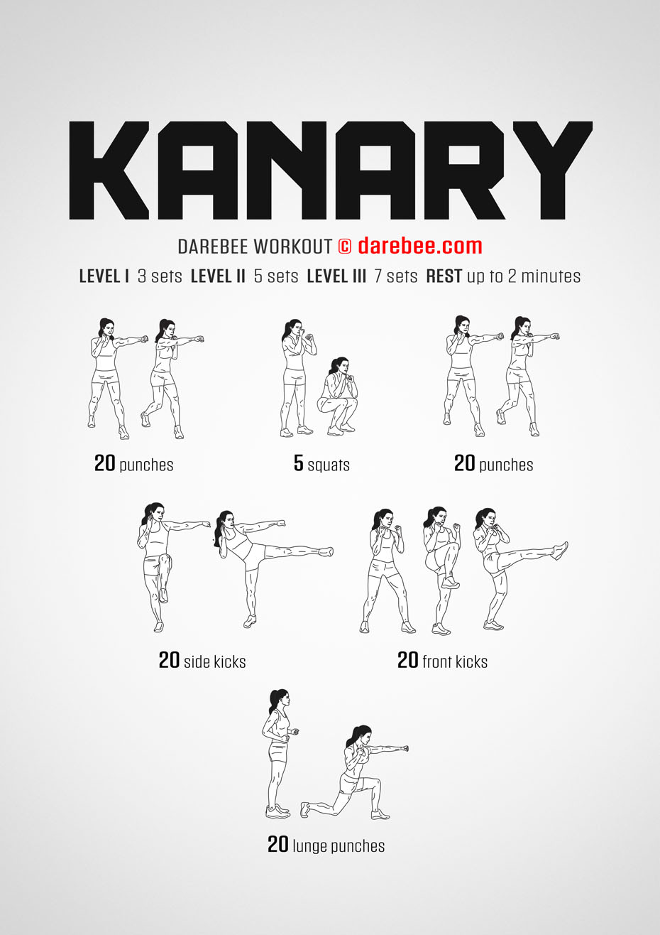 Kanary is a Darebee home-fitness combat moves based workout that changes you inside and out.