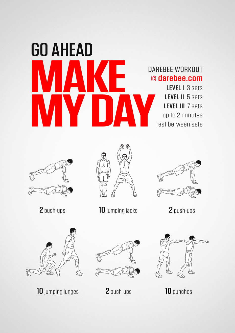 Make My Day is a DAREBEE home fitness no-equipment workout that helps you get fitter and feel stronger.