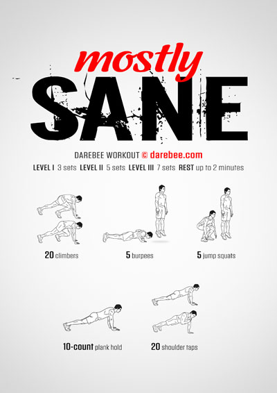 Mostly Sane is exactly how you feel after doing this Darebee home fitness workout.