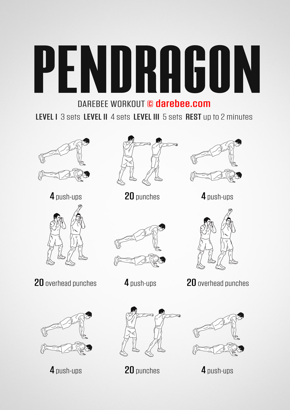 Pendragon is a DAREBEE home fitness no-equipment home workout that helps you become stronger, fitter and more in control of your own body.