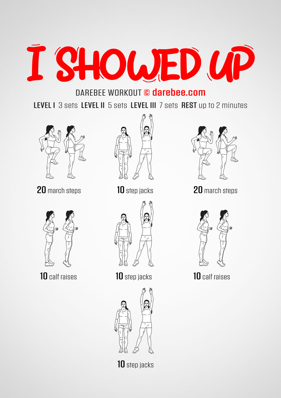 I Showed Up is a Darebee home-fitness workout that will not drain your batteries and still help you get some exercise.