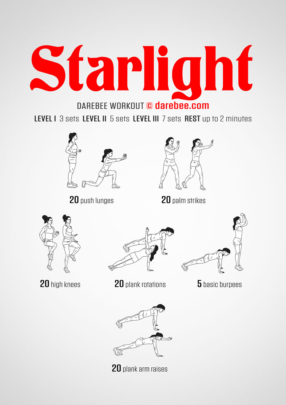 Stoke your inner fire with the Starlight Darebee home workout, especially designed to work your entire body in a dynamic way.