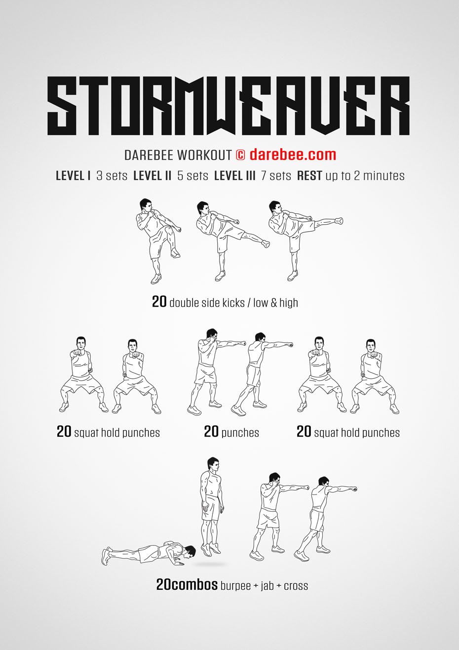 Stormweaver is a martial-arts based Darebee home-fitness workout that helps make you stronger and smarter and fitter.