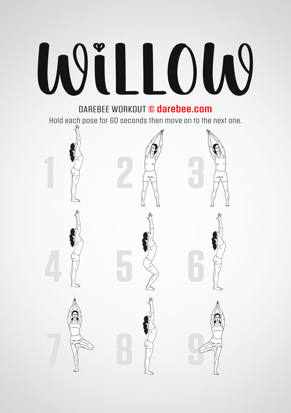 Willow is a DAREBEE home fitness no equipment yoga based workout that will re-center your energy and help you be fitter inside and out.